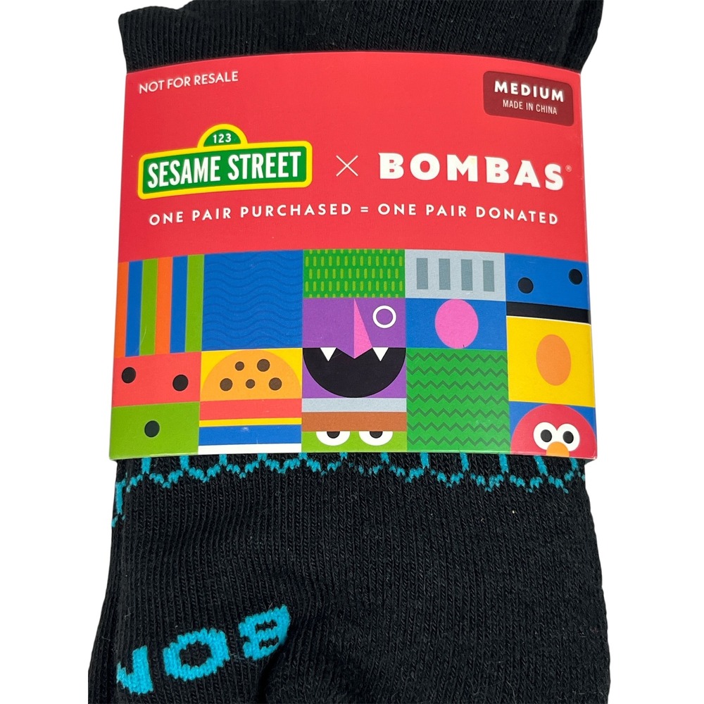 Bombas NEW Sesame Street Cookie Monster Socks Kids M Blue/Black 2 Pair Lot